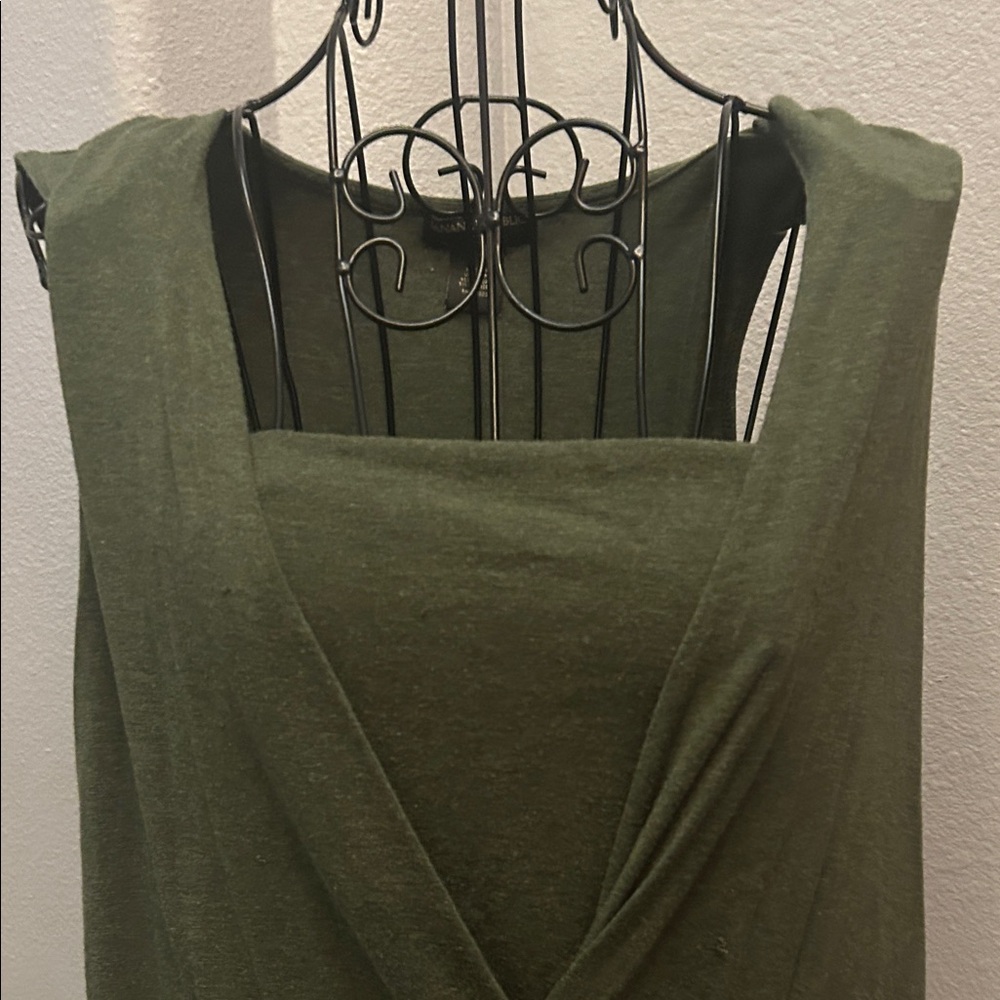 Banana Republic Forest Green Wrap Blouse - Picture 2 of 7